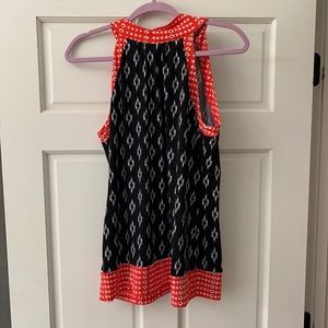 White House Black Market sleeveless black and red blouse - size L